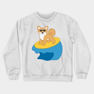 Shiba Inu on surfboard Crewneck Sweatshirt